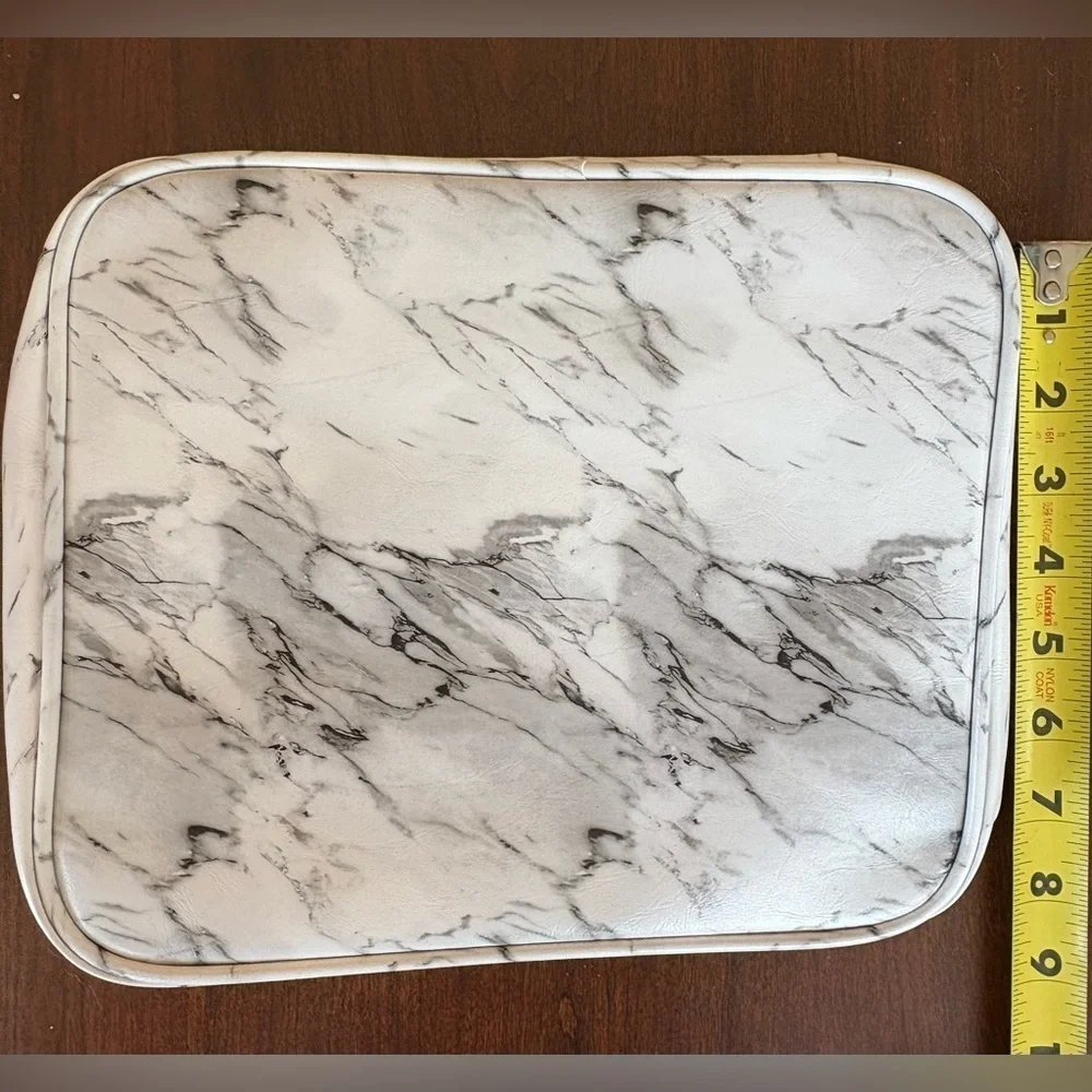 Set of 3 white & gray marble organization packing cubes & makeup brushes travel